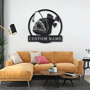 Anglerfish Fishing Custom Metal Signs Personalized Fishing Gifts Home Decoration Housewarming Gifts