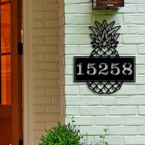 Custom Pineapple Address Sign House Number Plaque Home Decor 2