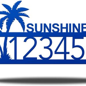 Personalized Palm Tree Monogram Address Sign Beach Scene Address Plaque 1