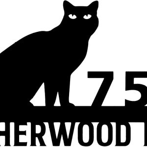 Personalized Black Cat Cut Metal Address Sign Metal Art Wall Art Home Decor Gift for Cat Lover 1