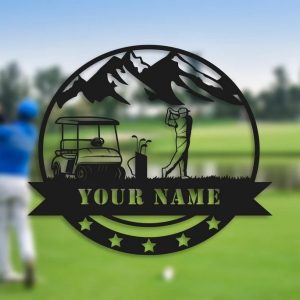 19th Hole Golf Metal Sign Personalized Name Golfer Signs Wall Decor Gift for Man