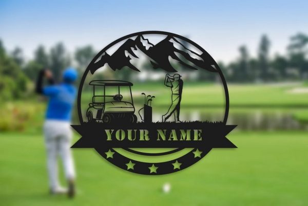 19th Hole Golf Metal Sign Personalized Name Golfer Signs Wall Decor Gift for Man