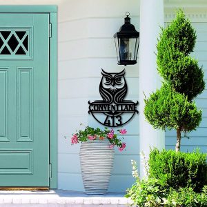 Personalized Owl Welcome Sign Nature Outdoor Wall Decor Address Plaque Home Decor Housewarming gift 2