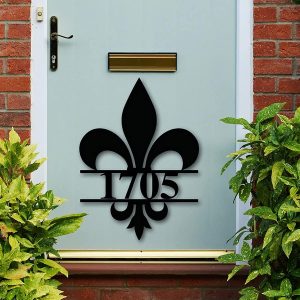Personalized Fleur De Lis House Number Sign Front Door Porch Home Decor Housewarming Gift