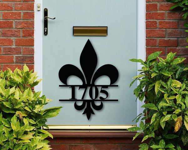 Personalized Fleur De Lis House Number Sign Front Door Porch Home Decor Housewarming Gift