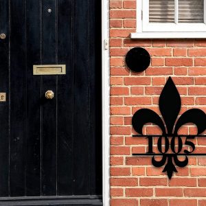 Personalized Fleur De Lis House Number Sign Front Door Porch Home Decor Housewarming Gift 3