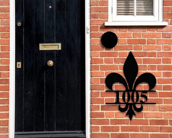 Personalized Fleur De Lis House Number Sign Front Door Porch Home Decor Housewarming Gift