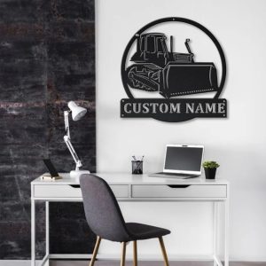 Personalized Bulldozer Monster Truck Metal Name Sign Home Decor Gift for Truck Drivers