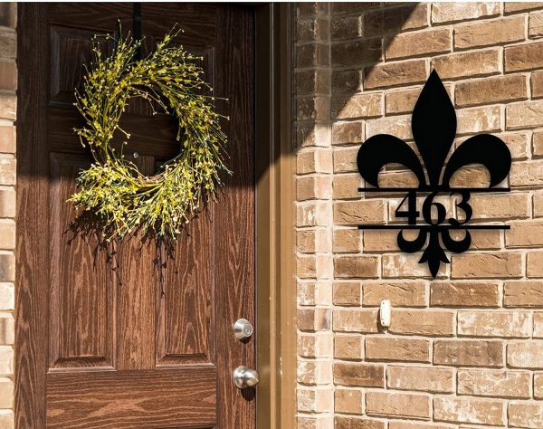 Personalized Fleur De Lis House Number Sign Front Door Porch Home Decor Housewarming Gift