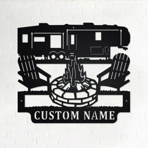 5th Wheel Camper Metal Wall Art Personalized Metal Name Sign Campfire Camping Signs Decor