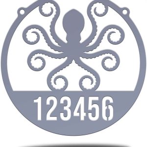 Personalized Octopus Kraken Address Sign Custom Gigantic Octopus House Number Nautical Theme Address Plaque