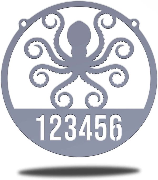 Personalized Octopus Kraken Address Sign Custom Gigantic Octopus House Number Nautical Theme Address Plaque