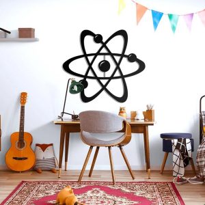 ATOM Metal Wall Art Laser Cut Metal Sign Geometric Physics Art Decor for Office 3