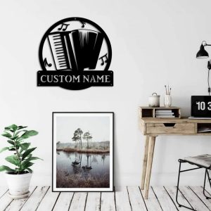 Accordion Metal Art Personalized Metal Name Signs Music Room Decor Gift for Accordion Lover