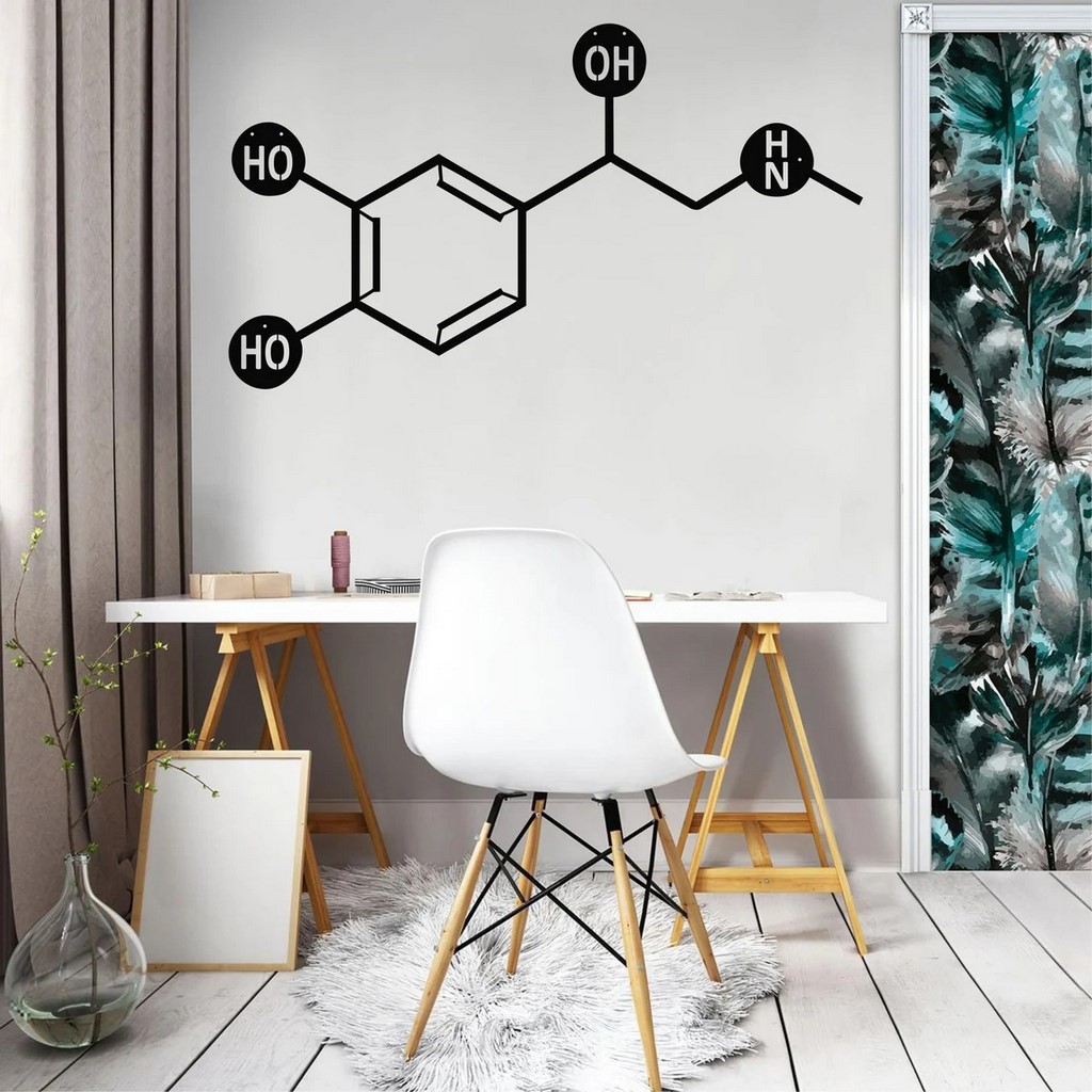 Adrenaline Molecule Metal Wall Art Laser Cut Metal Sign Science Art Chemistry Art Decor for Room Science Wall Art