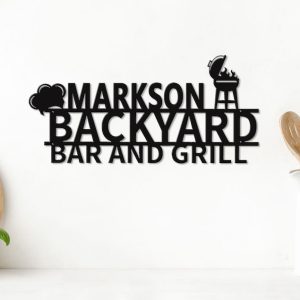 Backyard Bar And Grill Metal Bar Signs BBQ Barbecue Outdoor Grill Sign Gift for Grill Master 1