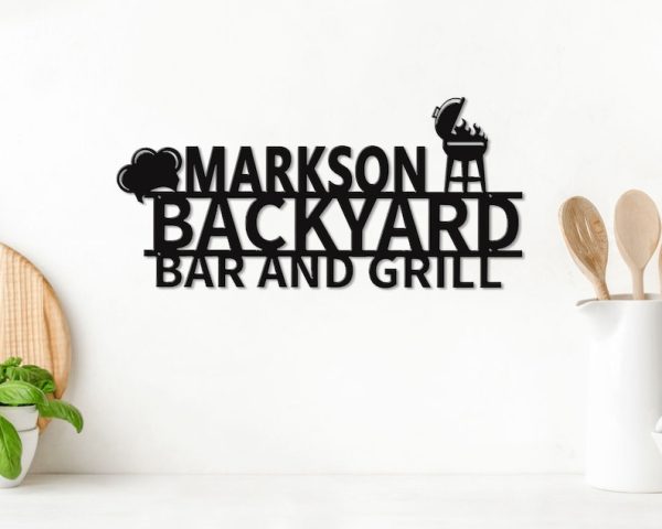 Backyard Bar And Grill Metal Bar Signs BBQ Barbecue Outdoor Grill Sign Gift for Grill Master