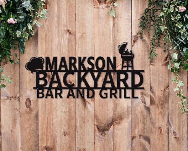 Backyard Bar And Grill Metal Bar Signs BBQ Barbecue Outdoor Grill Sign Gift for Grill Master
