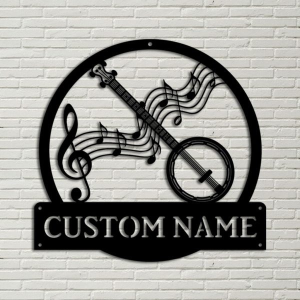 Banjo Music Metal Art Personalized Metal Name Signs Music Room Decor Musical Instrument Gift