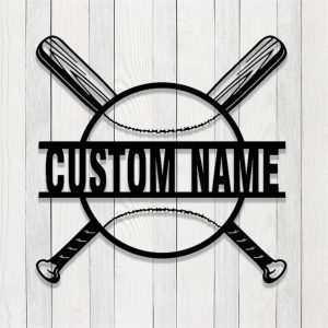 Baseball Wall Art Personalized Metal Sign Custom Baseball Player Name Gift for Man 1
