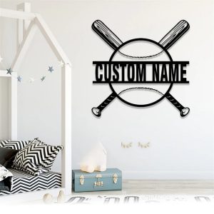 Baseball Wall Art Personalized Metal Sign Custom Baseball Player Name Gift for Man 2