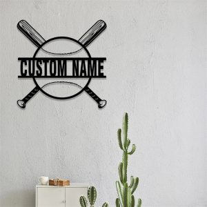 Baseball Wall Art Personalized Metal Sign Custom Baseball Player Name Gift for Man
