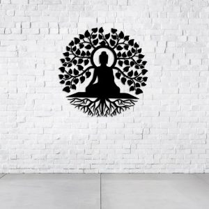 Buddha Metal Art Laser Cut Metal Signs for Yoga Studio Decor Gift for Yoga Lover