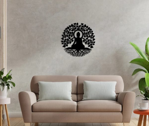 Buddha Metal Art Laser Cut Metal Signs for Yoga Studio Decor Gift for Yoga Lover