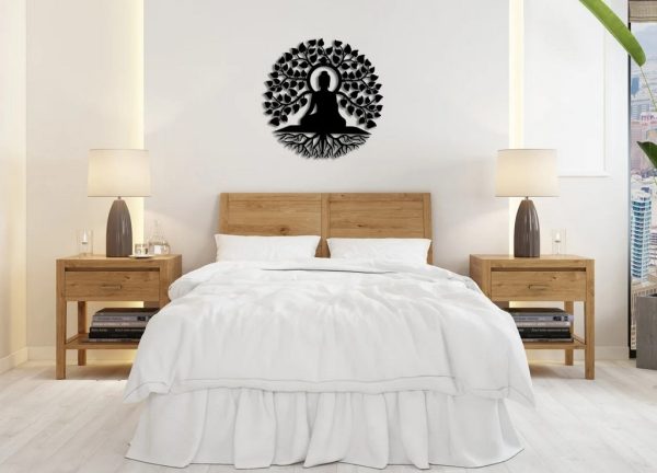 Buddha Metal Art Laser Cut Metal Signs for Yoga Studio Decor Gift for Yoga Lover