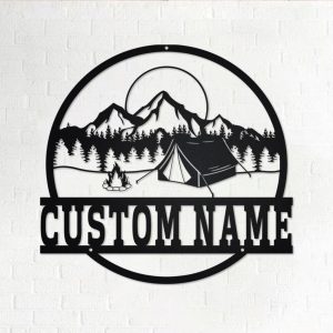 Camp Fire Metal Wall Art Personalized Metal Name Sign Camping Signs Decor Home