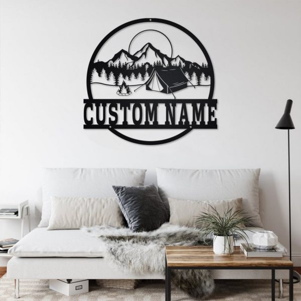 Camp Fire Metal Wall Art Personalized Metal Name Sign Camping Signs Decor Home