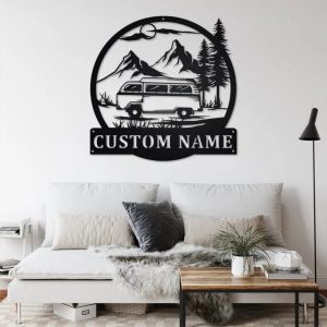 Camper Van Metal Wall Art Personalized Metal Name Sign Camping Signs Decor for Room 2