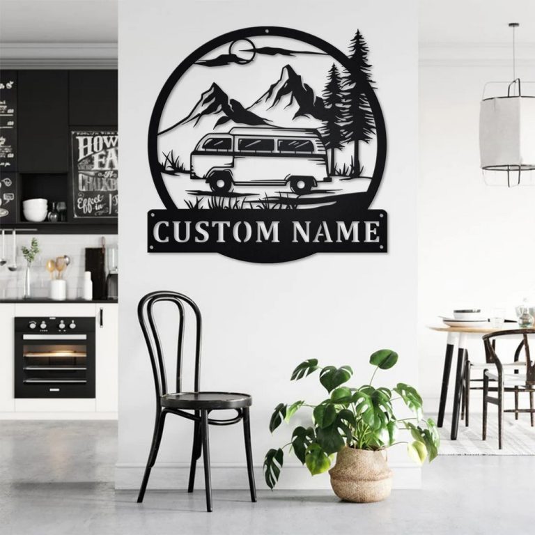 Camper Van Metal Wall Art Personalized Metal Name Sign Camping Signs ...