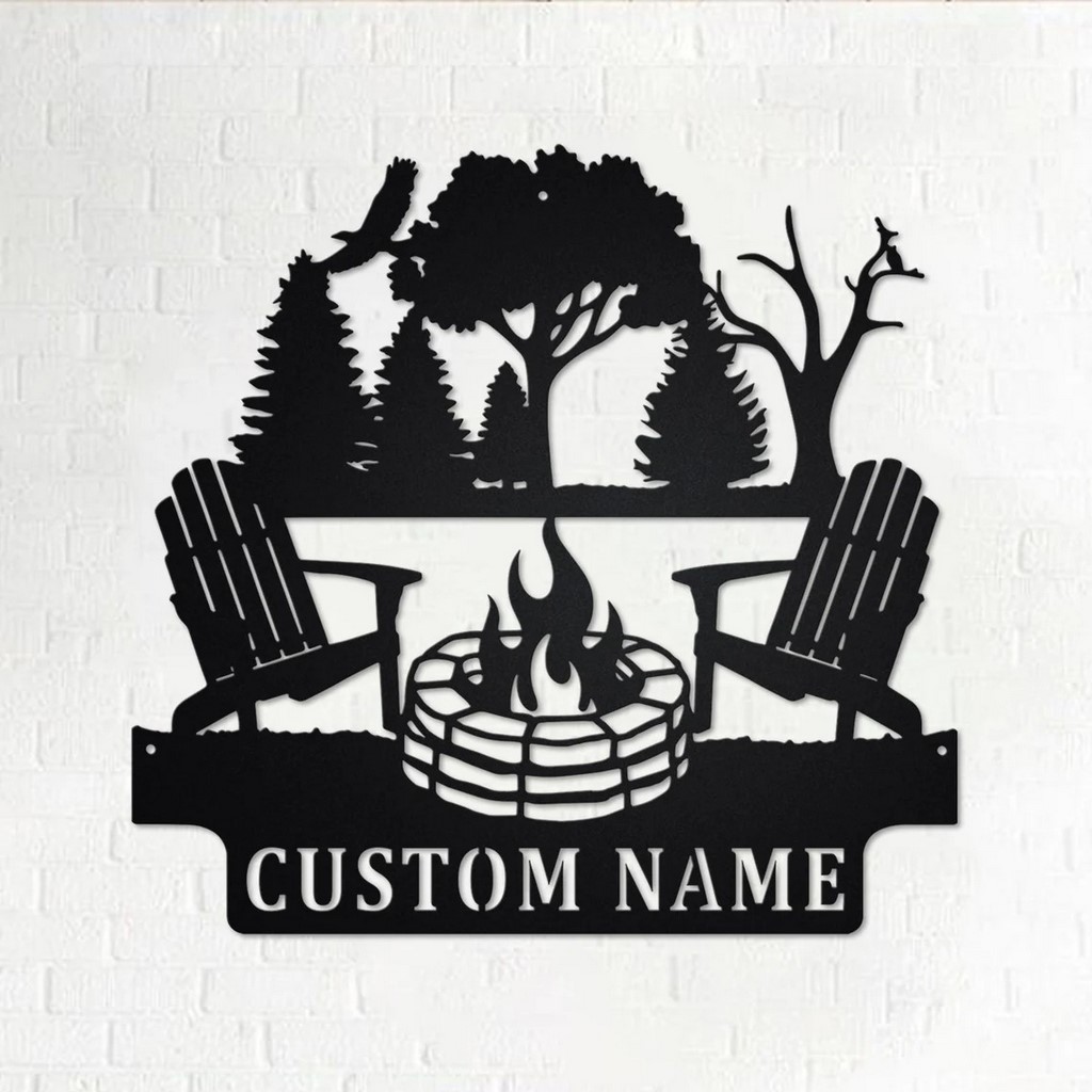 Campfire Metal Wall Art Personalized Camping Metal Sign Outdoor Decor Home