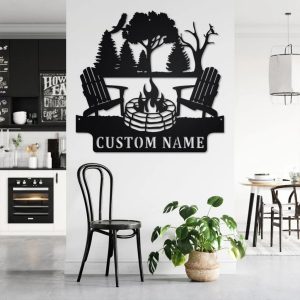 Campfire Metal Wall Art Personalized Metal Name Sign Camping Signs Outdoor Decor Home 2
