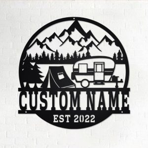 Camping Tent Metal Wall Art Personalized Metal Name Sign Camper Camping Signs Decor Home