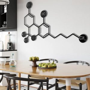 Cannabidiol CBD Molecule Metal Wall Art Laser Cut Metal Sign Science Art Chemistry Art Decor for Room