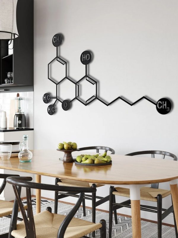 Cannabidiol CBD Molecule Metal Wall Art Laser Cut Metal Sign Science Art Chemistry Art Decor for Room