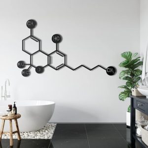 Cannabidiol CBD Molecule Metal Wall Art Laser Cut Metal Sign Science Art Chemistry Art Decor for Room