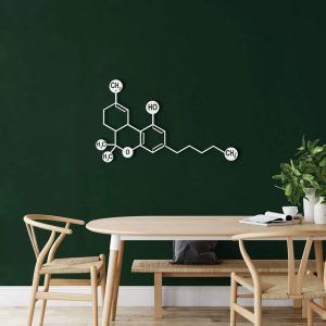 Cannabidiol CBD Molecule Metal Wall Art Laser Cut Metal Sign Science Art Chemistry Art Decor for Room 4