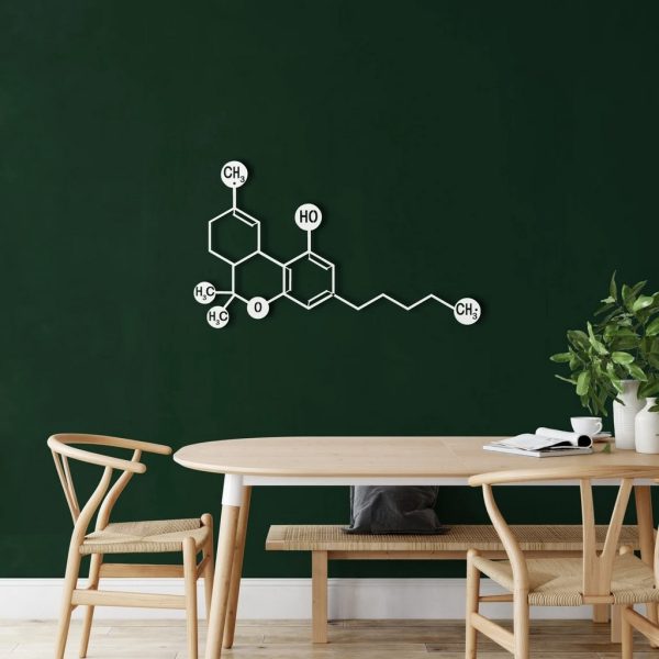 Cannabidiol CBD Molecule Metal Wall Art Laser Cut Metal Sign Science Art Chemistry Art Decor for Room