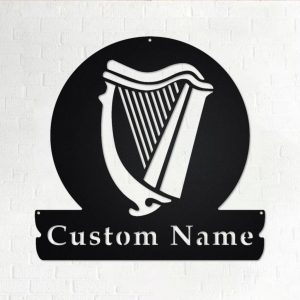 Celtic Harp Metal Art Personalized Metal Name Sign Music Room Decor 1
