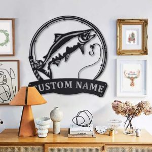 Chinook Salmon Fish Metal Sign Outdoor Decor Funny Fishing Signs