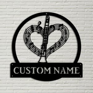 Clarinet Music Metal Art Personalized Metal Name Signs Music Room Decor 1