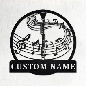Clarinet Musical Instrument Metal Art Personalized Metal Name Sign Music Room Decor