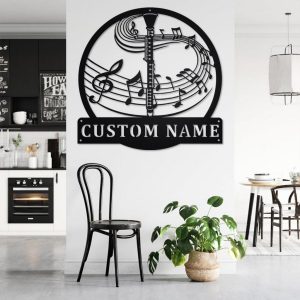 Clarinet Musical Instrument Metal Art Personalized Metal Name Sign Music Room Decor 3