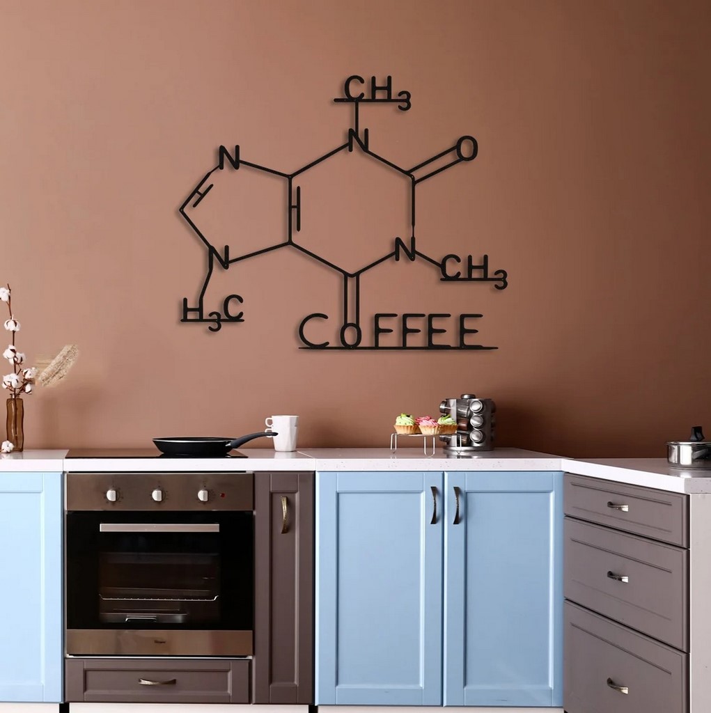 Coffee Formula Metal Wall Art Laser Cut Metal Sign Biology Chemistry Art Decoration