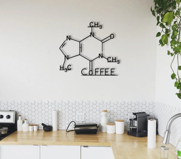 Coffee Formula Metal Wall Art Laser Cut Metal Sign Biology Chemistry Art Decoration