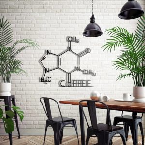 Coffee Formula Metal Wall Art Laser Cut Metal Sign Biology Chemistry Art Decoration