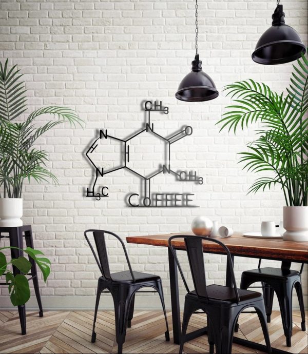 Coffee Formula Metal Wall Art Laser Cut Metal Sign Biology Chemistry Art Decoration